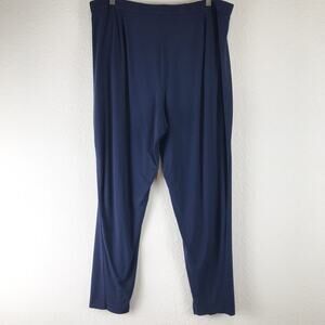 Eileen Fisher Pull-On Elastic Waist Pants Made in USA Navy Blue Pockets Size XL